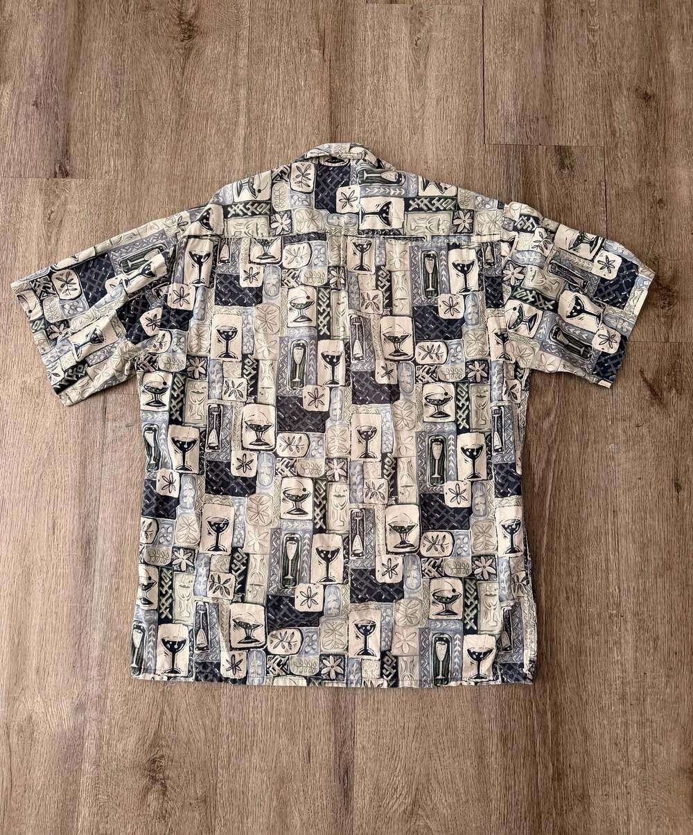 Vintage Campia Moda Cocktail Print Short Sleeve Button Down Shirt Size M